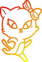 warm gradient line drawing cartoon cat vector