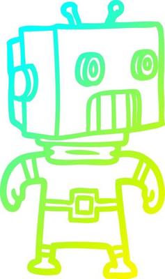 cold gradient line drawing cartoon robot