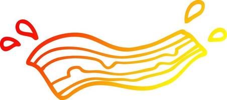 warm gradient line drawing cartoon sizzling bacon vector