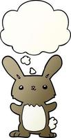 cute cartoon rabbit and thought bubble in smooth gradient style vector