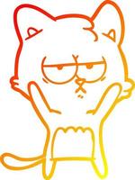 warm gradient line drawing bored cartoon cat vector