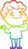 rainbow gradient line drawing cartoon friendly man vector