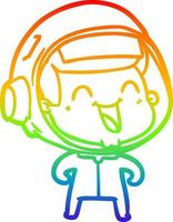 rainbow gradient line drawing happy cartoon astronaut vector
