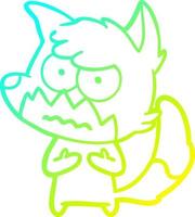 cold gradient line drawing cartoon annoyed fox vector