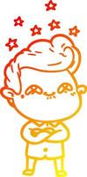 warm gradient line drawing cartoon excited man vector