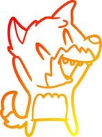 warm gradient line drawing laughing fox cartoon vector