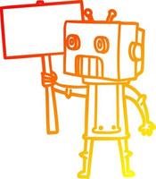 warm gradient line drawing cartoon robot vector