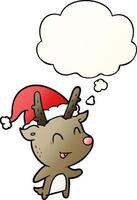 cartoon christmas reindeer and thought bubble in smooth gradient style vector