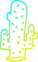 línea de gradiente frío dibujo cactus de dibujos animados vector