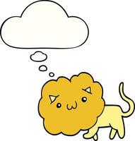 cute cartoon lion and thought bubble vector