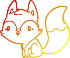 warm gradient line drawing cute fox vector