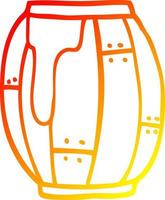 warm gradient line drawing cartoon barrel vector