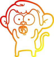 warm gradient line drawing cartoon shocked monkey vector