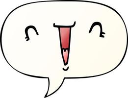 cute cartoon face and speech bubble in smooth gradient style vector