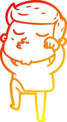 warm gradient line drawing cartoon model guy pouting