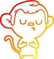 warm gradient line drawing cartoon monkey vector