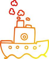 warm gradient line drawing cartoon ship vector