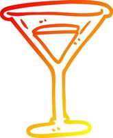 warm gradient line drawing cartoon red cocktail vector