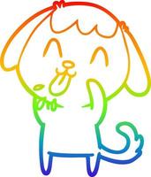 dibujo de línea de gradiente de arco iris dibujos animados de perro grosero vector
