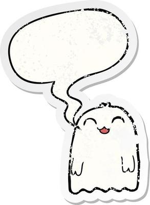 cartoon ghost and speech bubble distressed sticker