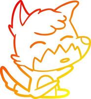 warm gradient line drawing cartoon fox vector