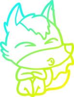 cold gradient line drawing cartoon wolf whistling vector