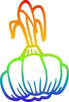 rainbow gradient line drawing cartoon sprouting garlic vector