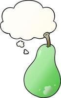 cartoon pear and thought bubble in smooth gradient style vector