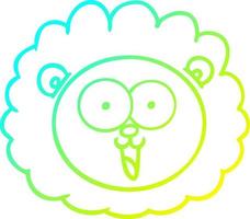 cold gradient line drawing cartoon lion face vector