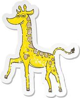 retro distressed sticker of a cartoon giraffe vector