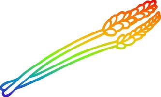 rainbow gradient line drawing cartoon wheat vector