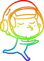 rainbow gradient line drawing cartoon confident astronaut vector