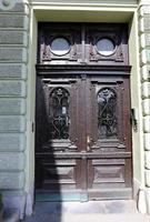 Tel Aviv July 20, 2019. Architectural design element of a door for entering and exiting a building photo
