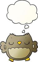 cute cartoon owl and thought bubble in smooth gradient style vector