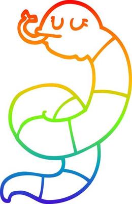 rainbow gradient line drawing cartoon snake coiled