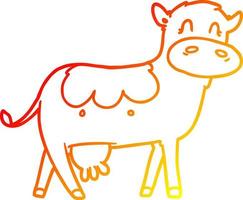 warm gradient line drawing cartoon dairy cow vector