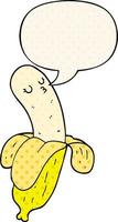 cartoon banana and speech bubble in comic book style vector