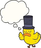 cartoon duck wearing top hat and thought bubble vector