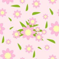 flower seamless pattern on pink background vector