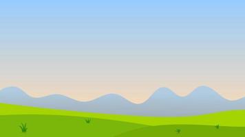 green field and blue sky landscape scene vector