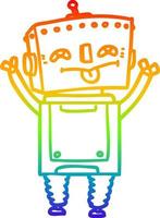 rainbow gradient line drawing cartoon robot vector