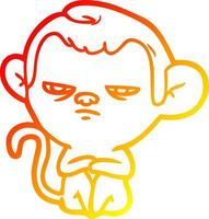 warm gradient line drawing cartoon monkey vector