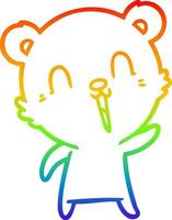 dibujo de línea de gradiente de arco iris oso de dibujos animados feliz vector