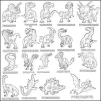 prehistoric dinosaurs, set of images, coloring book vector