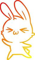 warm gradient line drawing cute cartoon rabbit vector