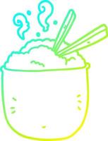 cold gradient line drawing cartoon bowl of rice vector