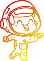 warm gradient line drawing happy cartoon astronaut vector