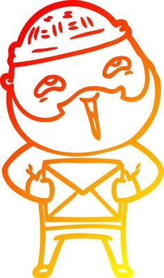 warm gradient line drawing cartoon happy bearded man