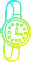 cold gradient line drawing cartoon watch vector