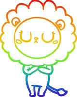 rainbow gradient line drawing cartoon lion vector